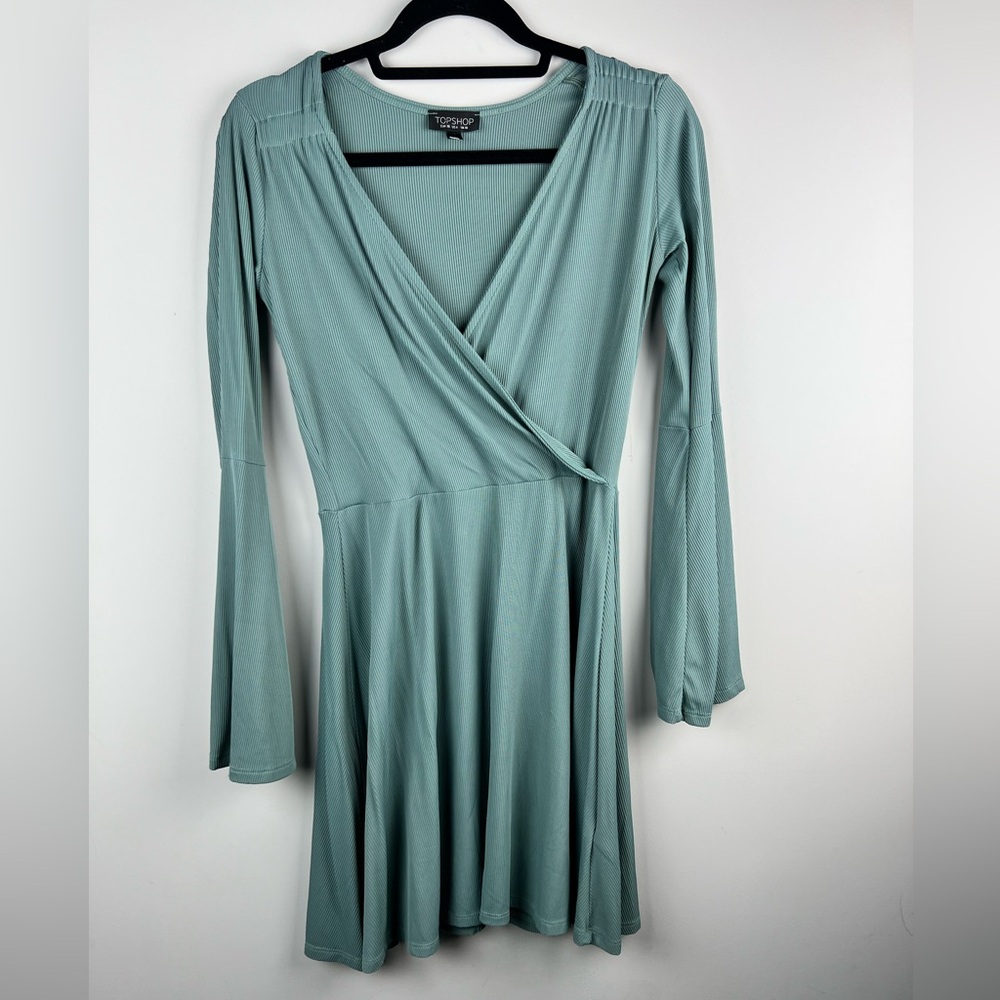 Topshop Elegant Long‎ Sleeve Dress in Mint